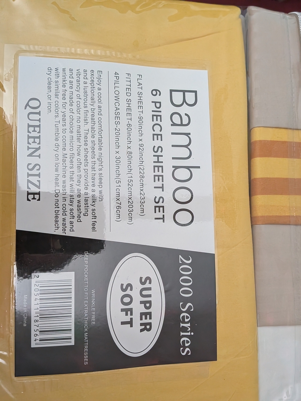 BAMBOO Yellow 6-Piece Queen Sheet Set - Soft Finish